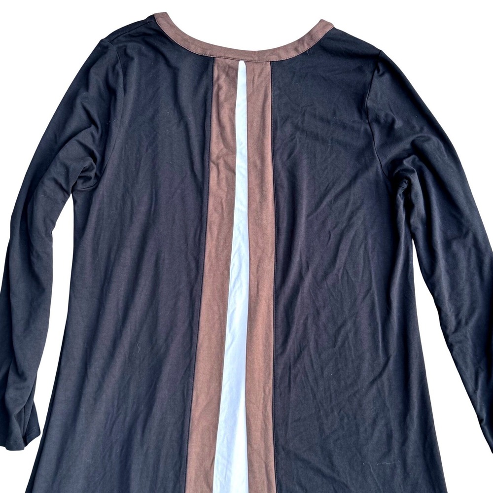 J. Jill Wearever Collection Women's Shift Dress Black Brown Long Sleeve Large